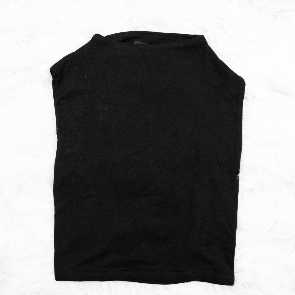 Naked Wardrobe Black Tank Crop Top XS Sleeveless Backless Knit Stretch Shirt